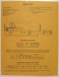 1951 REO E-120 121 and 122 Safety School Bus Chassis Spec Sheets