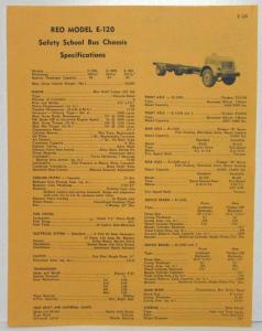 1951 REO E-120 Safety School Bus Chassis Spec Sheet