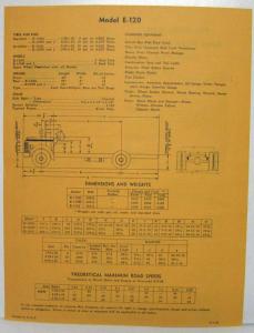 1951 REO E-120 Safety School Bus Chassis Spec Sheet