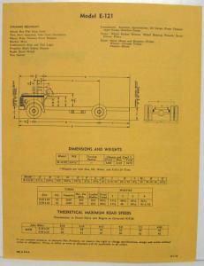 1951 REO E-121 Safety School Bus Chassis Spec Sheet