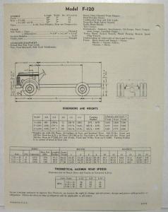 1953 REO F-120 Safety School Bus Chassis Spec Sheet