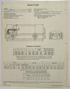 1955 REO F-120 Safety School Bus Chassis Spec Sheet
