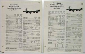 1961 REO C-378 C-478 C-578 & D-478 D-678 Pusher Transit Bus Chassis Spec Sheets