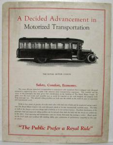 1927-1928 Royal Motor Coach Decided Advance Motorized Transport Sales Brochure