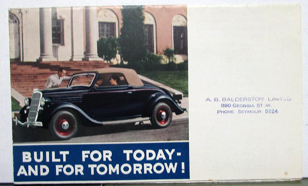 1935 Ford V8 Model 48 Canadian Sales Folder Mailer