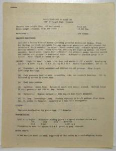 1931 Studebaker Model 88 Chassis Specs with Additional Handwritten Tire Info