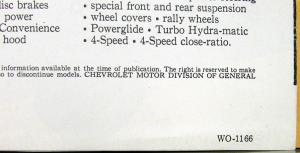1971 Chevrolet El Camino Color Sales Folder Revision 1 Original