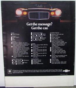 1971 Chevrolet Camaro Sport Coupe RS SS Z28 Color Sales Brochure Original