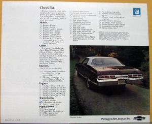 1971 Chevrolet Caprice Impala Bel Air Color Sales Brochure Original