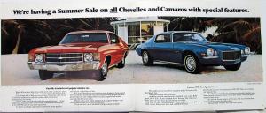 1971 Chevrolet Summer Catalog Color Sales Brochure Mailer Original