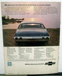1972 Chevrolet Malibu Chevelle Heavy Chevy SS Color Sales Brochure Original