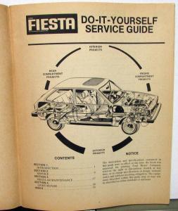 1978 Ford Fiesta Owner Maintenance & Light Repair Manual Service Factory Orig