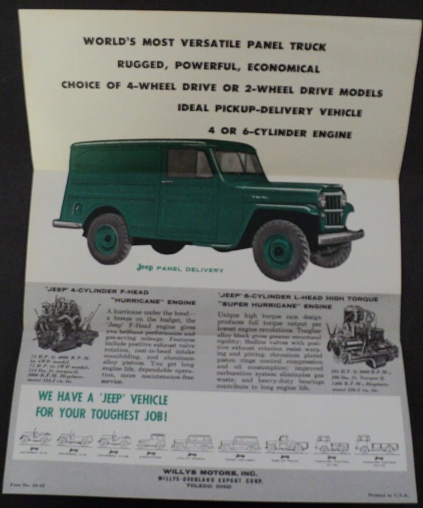 1959 Jeep Panel Delivery 4WD & 2WD Truck Sales Brochure Willys Overland ORIGINAL