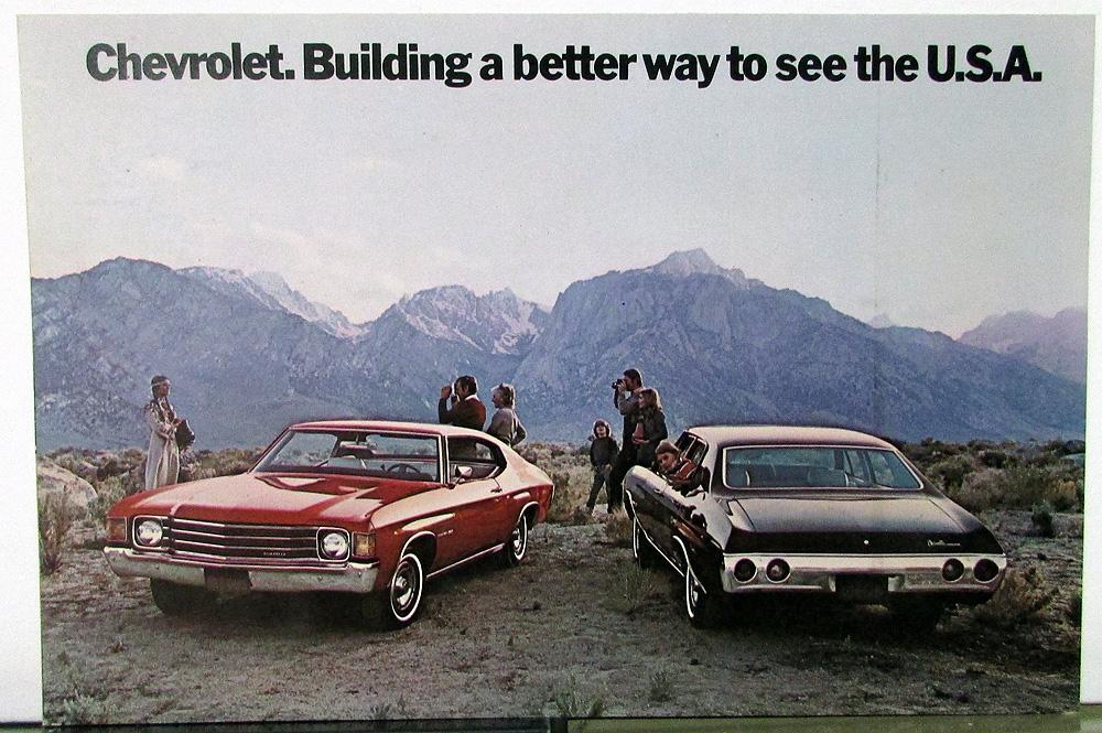 1972 Chevrolet Malibu Sport Coupe & 4 Door Sedan Color Postcard Original