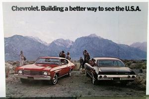 1972 Chevrolet Malibu Sport Coupe & 4 Door Sedan Color Postcard Original