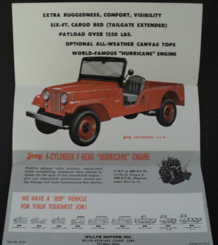 1959 Jeep Universal Model CJ-6 4-Wheel Dr Sale Brochure Willys Overland ORIGINAL