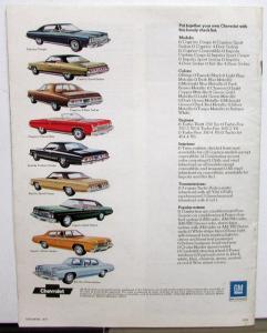 1973 Chevrolet Caprice Impala Bel Air Color Sales Brochure Original