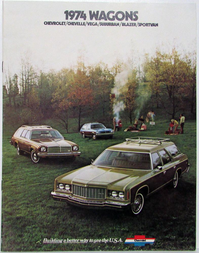 1974 Chevrolet Wagons Chevelle Vega Suburban Blazer Sportvan Sales Brochure Orig