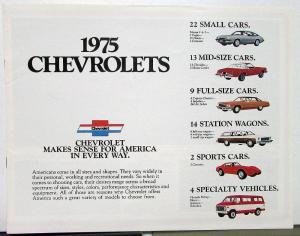 1975 Chevrolets ALL Cars Wagons Vet Specialty Vehicles Trucks Vans Sale Brochure