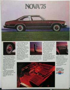 1975 Chevrolet Nova Coupe Sedan LN Color Sales Brochure Original