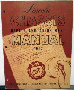 1952 Lincoln Dealer Service Chassis Shop Manual Repair Instructions Original
