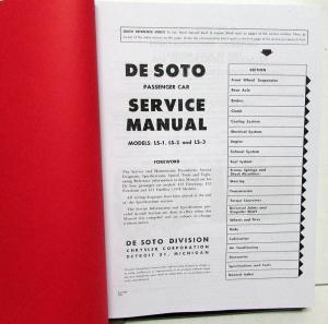 1958 1959 Desoto Firesweep Firedome Fireflite Shop Service Repair Manual LS1-2-3