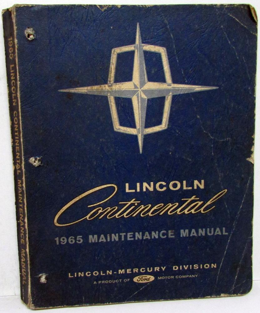 1965 Lincoln Continental Dealer Service Shop Manual Repair Instructions Original