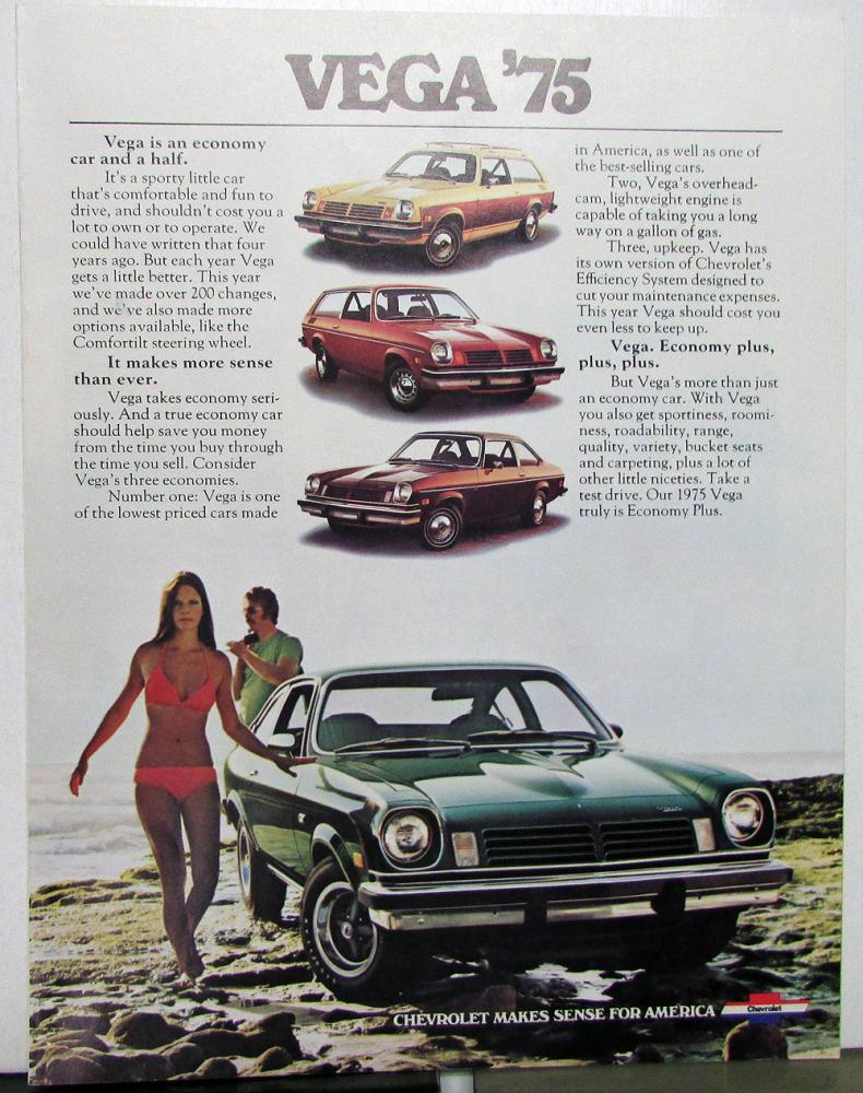 1975 Chevrolet Vega LX Hatch GT Special Custom Interior Sales Brochure Original
