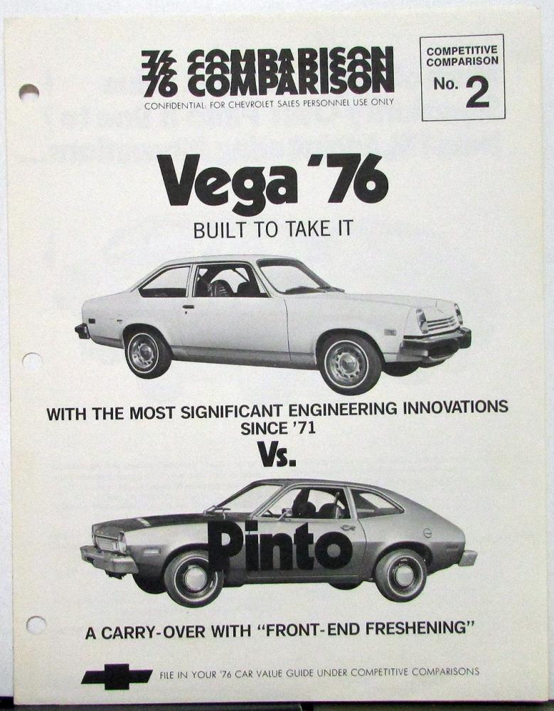 1976 Chevrolet Vega Vs Pinto Comparison No 2 Folder DEALER ONLY ITEM Original