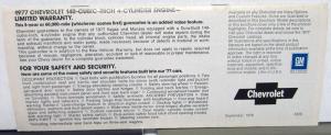 1977 Chevrolet Dealer Sales Brochure Monte Carlo Nova Chevelle Corvette Small