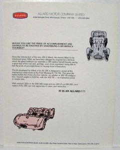 1982 Allard J2X Replica Sales Kit Portfolio - Canadian
