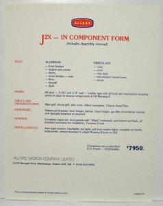 1982 Allard J2X Replica Sales Kit Portfolio - Canadian