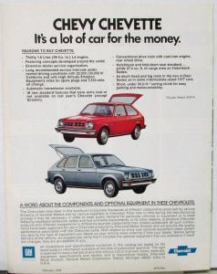 1978 Chevy Chevette Color Sales Brochure Revised Original