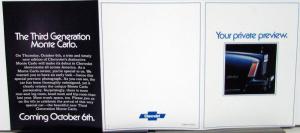 1978 Chevrolet Monte Carlo Preview Invite Sales Folder With Envelope Original