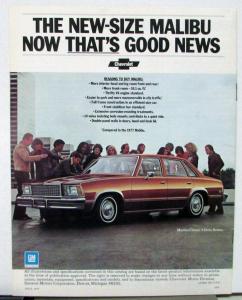 1978 Chevrolet New Size Malibu & Classic Color Sales Brochure Original