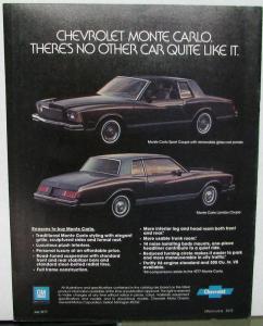 1978 Chevrolet Monte Carlo Sport Landau Color Sales Brochure Original