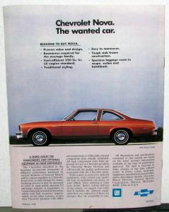 1978 Chevrolet Nova Color Sales Brochure Original