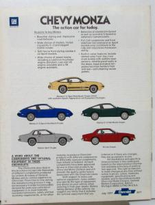 1978 Chevrolet Monza Spyder 2+2 Sport Hatchback Coupe Sales Brochure Original