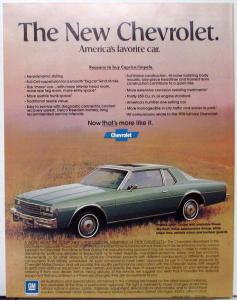 1978 Chevrolet Caprice Classic Impala Revised With White Border Sales Brochure