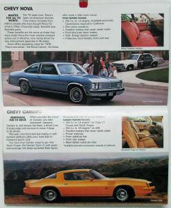 1978 Chevy Monte Carlo Malibu Nova Camaro Corvette Rec Vehicles Sales Brochure