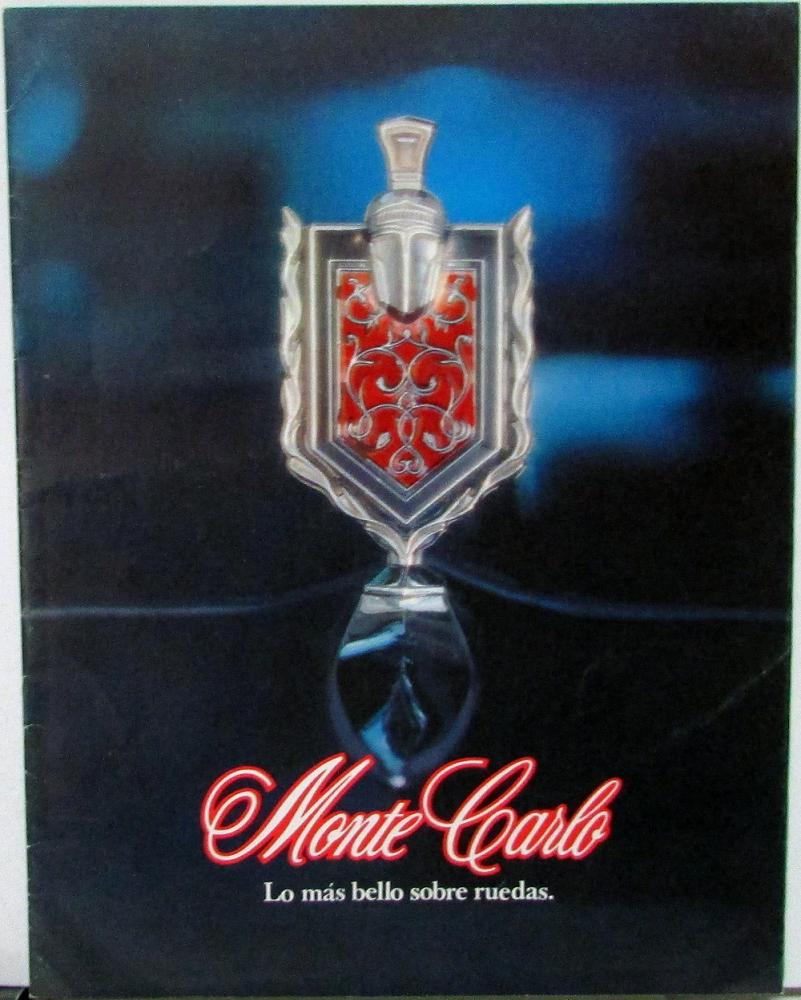 1978 Chevrolet Monte Carlo Spanish Text Venezuelan Market Sale Brochure Original