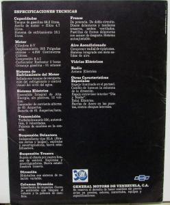 1978 Chevrolet Monte Carlo Spanish Text Venezuelan Market Sale Brochure Original