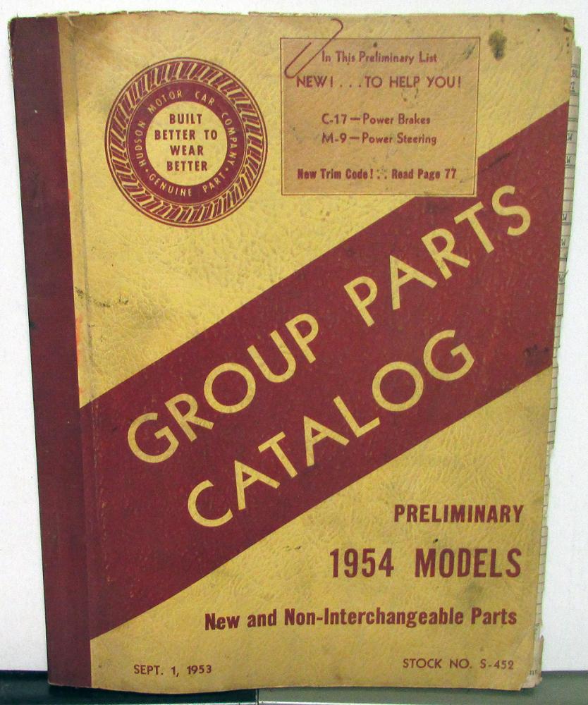1954 Hudson Dealer D Series Group Parts Book Catalog Preliminary Jet Wasp Hornet