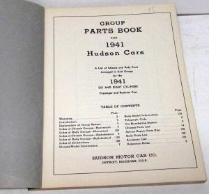 1941 Hudson Dealer Group Parts Book Catalog Six Eight Passenger Business Cars