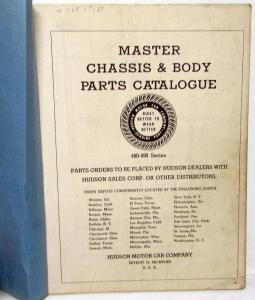 1948-49 Hudson Dealer Master Parts Book Catalog 480 490 Series Original