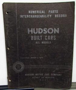 1927-50 Hudson Dealer Numerical Parts Interchangeability Record Book Original