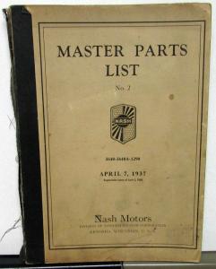 1936 Nash Dealer Master Parts Book List No 2 Series 3640 3640A 1290 Original