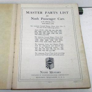 1936 Nash Dealer Master Parts Book List No 2 Series 3640 3640A 1290 Original