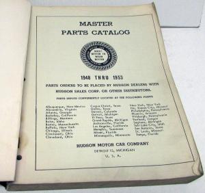 1948-53 Hudson Dealer Master Parts Catalog Book Commodore Hornet Wasp Jet