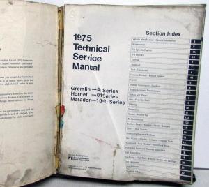 1975 AMC Technical Service Shop Manual Gremlin Hornet Matador Repair Orig